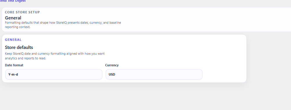 StoreIQ settings workspace